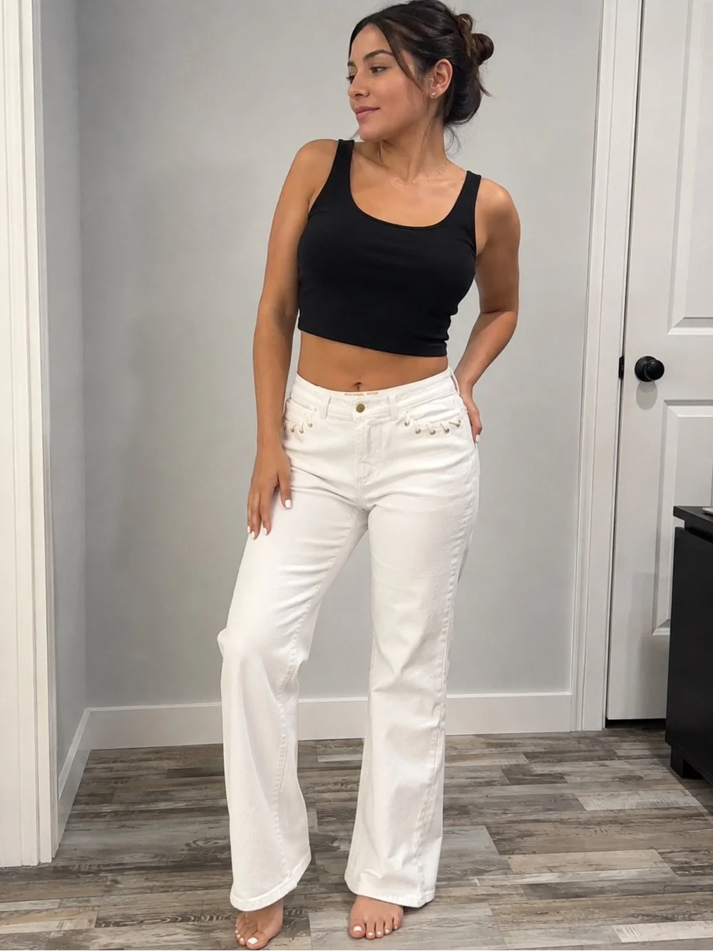 🩷. 9090. Michael Kors White High-Rise Wide-Leg Jeans